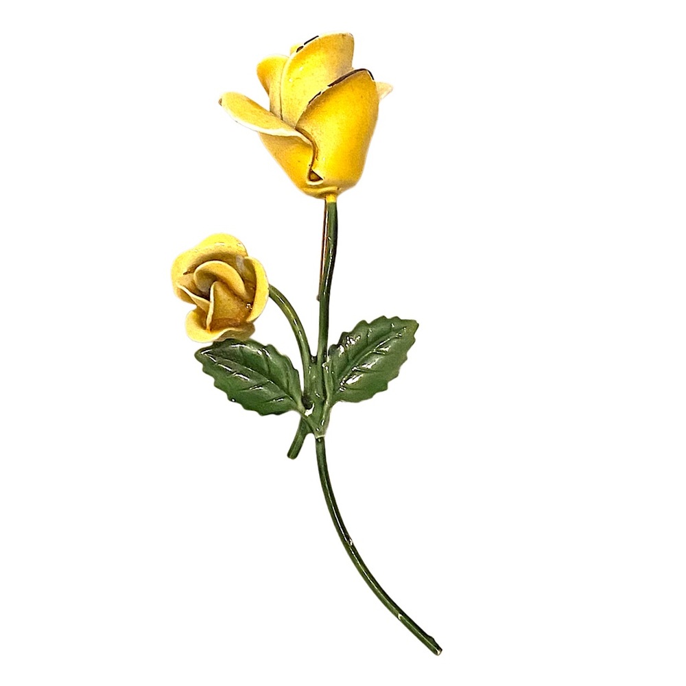 Vintage Yellow Rose Brooch